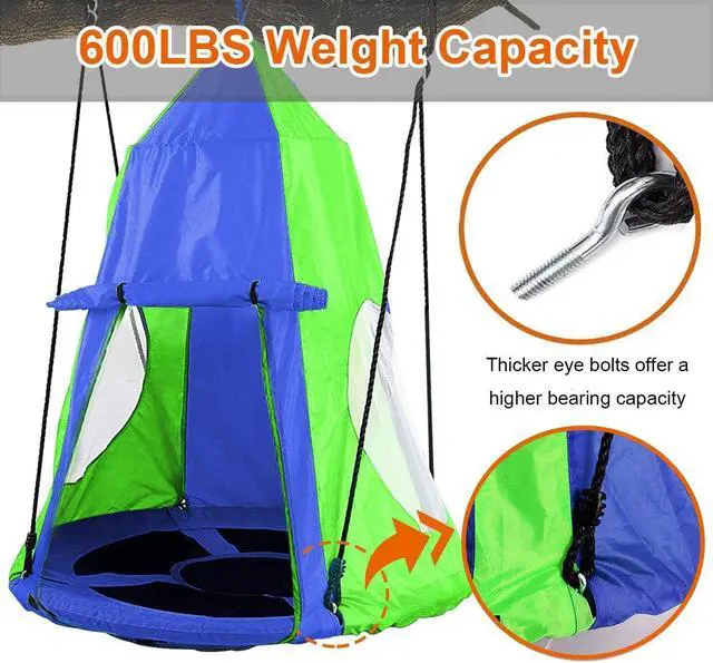 Alt view image 2 of 7 - Hanging Tree Swing Tent Waterproof Backyard Hammock Chair Max Capacity 600lbs Detachable Play Tent Swing Play House Castle Nest Pod Indoor Outdoor Bedroom Ceiling Hanging Tent Camping Tree House