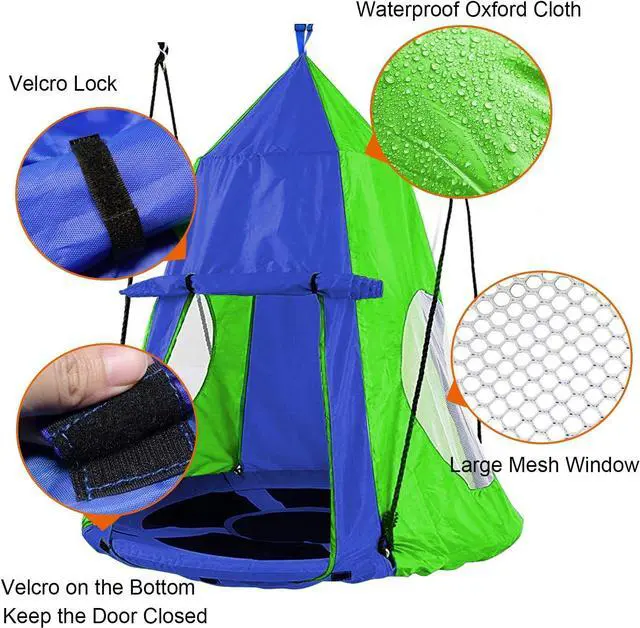 Alt view image 3 of 7 - Hanging Tree Swing Tent Waterproof Backyard Hammock Chair Max Capacity 600lbs Detachable Play Tent Swing Play House Castle Nest Pod Indoor Outdoor Bedroom Ceiling Hanging Tent Camping Tree House