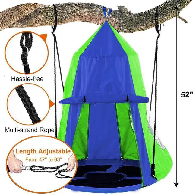 Alt view image 4 of 7 - Hanging Tree Swing Tent Waterproof Backyard Hammock Chair Max Capacity 600lbs Detachable Play Tent Swing Play House Castle Nest Pod Indoor Outdoor Bedroom Ceiling Hanging Tent Camping Tree House