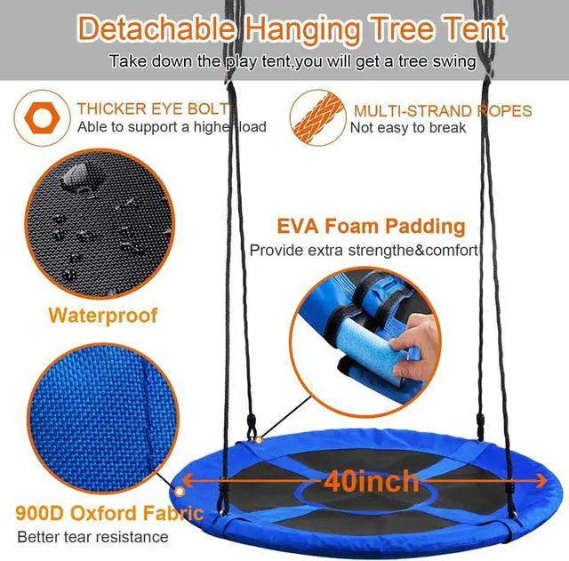Alt view image 5 of 7 - Hanging Tree Swing Tent Waterproof Backyard Hammock Chair Max Capacity 600lbs Detachable Play Tent Swing Play House Castle Nest Pod Indoor Outdoor Bedroom Ceiling Hanging Tent Camping Tree House