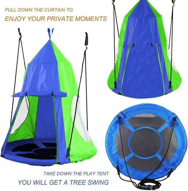 Alt view image 6 of 7 - Hanging Tree Swing Tent Waterproof Backyard Hammock Chair Max Capacity 600lbs Detachable Play Tent Swing Play House Castle Nest Pod Indoor Outdoor Bedroom Ceiling Hanging Tent Camping Tree House