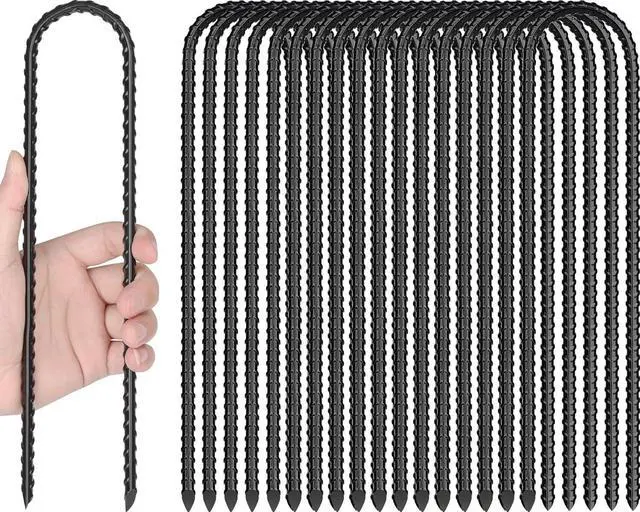 Main image of Gtongoko Trampolines Wind Stakes 16 Pack 16 Inch, 0.3 Inch Thick Heavy Duty U Shaped Rebar Tent Stakes Ground Anchors Galvanized Steel Safety Trampoline Anchors for Camping Tents, Soccer Goals