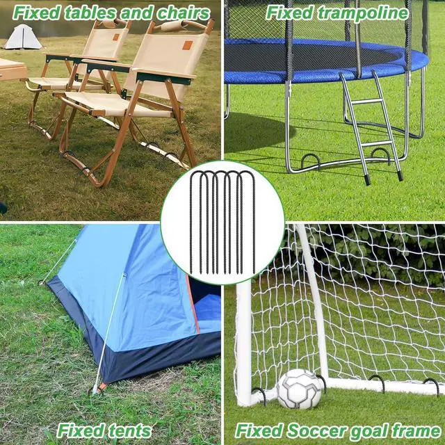 Alt view image 5 of 6 - Gtongoko Trampolines Wind Stakes 16 Pack 16 Inch, 0.3 Inch Thick Heavy Duty U Shaped Rebar Tent Stakes Ground Anchors Galvanized Steel Safety Trampoline Anchors for Camping Tents, Soccer Goals
