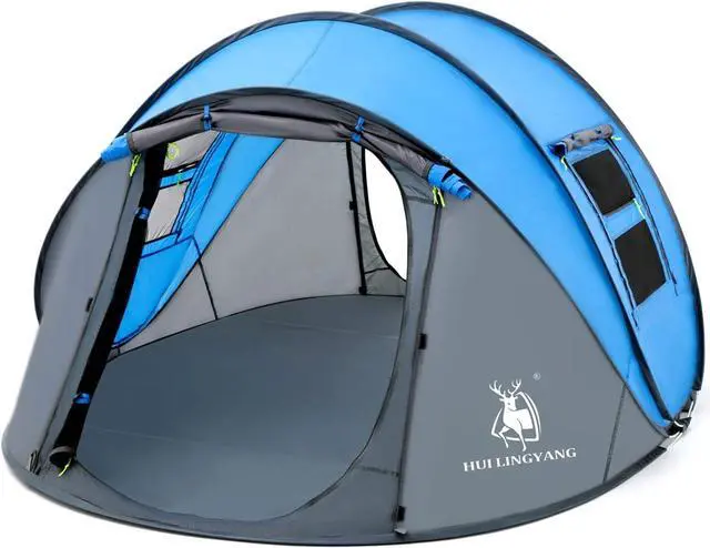 Main image of 4 Person Easy Pop Up Tent,9.5X6.6X52'',Waterproof, Automatic Setup,2 Doors-Instant Family Tents for Camping, Hiking & Traveling