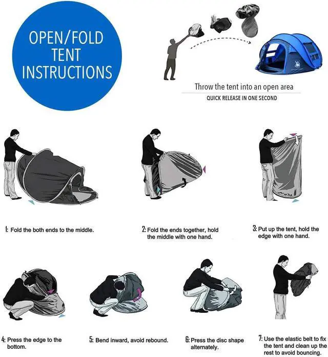 Alt view image 6 of 7 - 4 Person Easy Pop Up Tent,9.5X6.6X52'',Waterproof, Automatic Setup,2 Doors-Instant Family Tents for Camping, Hiking & Traveling