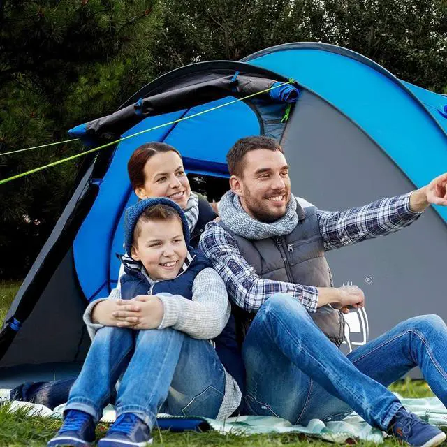 Alt view image 5 of 7 - 4 Person Easy Pop Up Tent,9.5X6.6X52'',Waterproof, Automatic Setup,2 Doors-Instant Family Tents for Camping, Hiking & Traveling