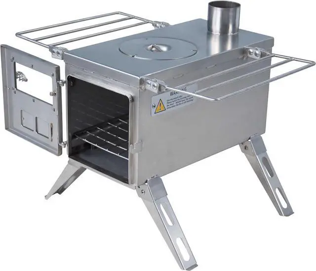 Alt view image 2 of 7 - Winnerwell Nomad Medium Tent Stove | Tiny Portable Wood Burning Stove for Tents, Shelters, and Camping | 800 Cubic Inch Firebox | Precision Stainless Steel Construction | Includes Chimney Pipe