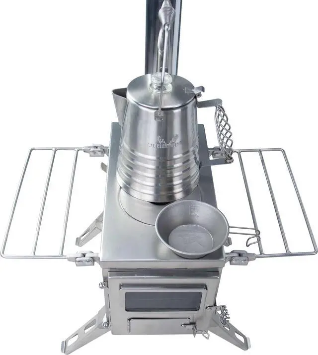 Alt view image 6 of 7 - Winnerwell Nomad Medium Tent Stove | Tiny Portable Wood Burning Stove for Tents, Shelters, and Camping | 800 Cubic Inch Firebox | Precision Stainless Steel Construction | Includes Chimney Pipe