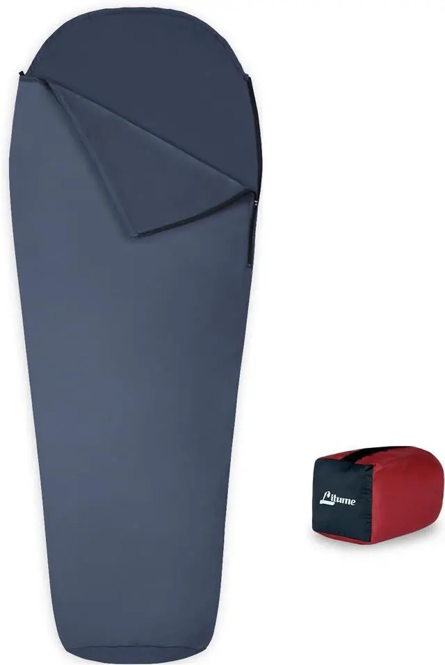 Main image of Velvet Velour Sleeping Bag Liner Add Up to 14°F/ 8°C, Anti Static Mummy Sleeping Sack Backpacking, Camping, Traveling, Hotel, Hostal, Lightweight Sleep Sack with Drawstring Hood E625