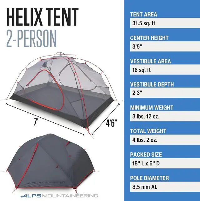 Alt view image 2 of 7 - ALPS Mountaineering Helix Backpacking Tent, 1-Person or 2-Person
