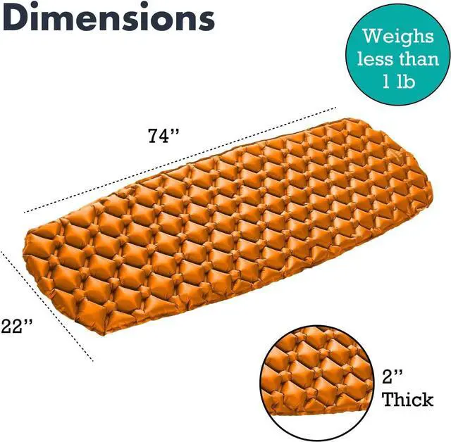 Alt view image 3 of 7 - Ultralight Sleeping Mat - Inflatable & Compact Camping Air Mattress for Backpacking, Hiking