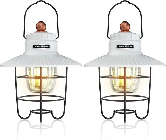 Main image of EverBrite LED Camping Lantern Pack of 2, USB C Rechargeable Lantern with 3 Light Modes, Vintage Outdoor Lanterns with Power Bank Function for Power Outages, Hurricane, Emergency, Fishing