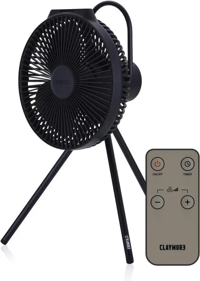 Main image of Claymore V1040 Fan (Black) - Premium Rechargeable Portable Air Circulator. Powerful, Quiet with Large 10,400mAh Battery, Versatile Stand & Remote Control. Up to 23 Hours Runtime, All Seasons.
