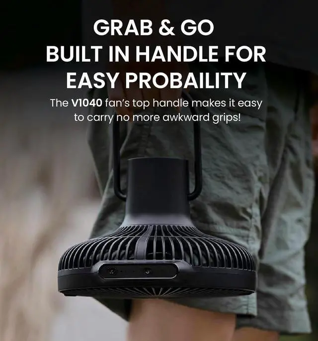 Alt view image 7 of 7 - Claymore V1040 Fan (Black) - Premium Rechargeable Portable Air Circulator. Powerful, Quiet with Large 10,400mAh Battery, Versatile Stand & Remote Control. Up to 23 Hours Runtime, All Seasons.