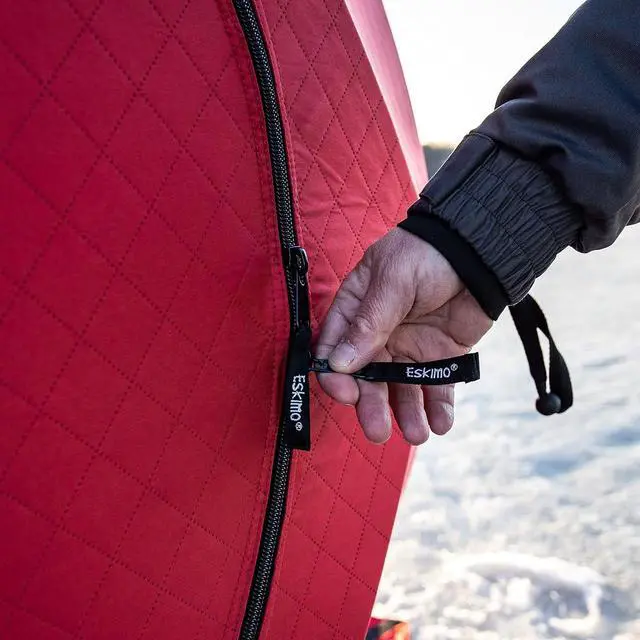 Alt view image 4 of 7 - Eskimo 69445 Quickfish 3i Insulated Pop-Up Portable Hub-Style Ice Fishing Shelter, 34 Square Feet of Fishable Area, 3 Person Shelter, Red