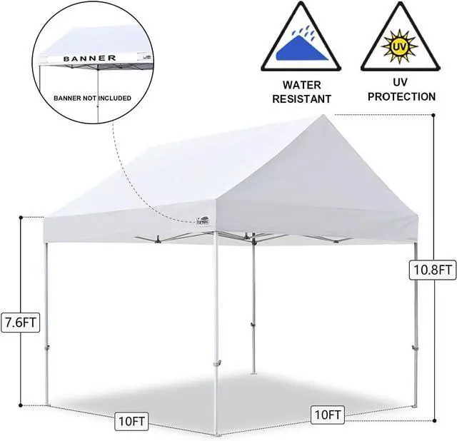 Alt view image 2 of 7 - Eurmax USA Patented 10x10 Pop Up Canopy Tent Party Tent Commercial Instant Canopies Shelter with Heavy Duty Roller Bag,Bonus 4 Sand Bags (Snow White)