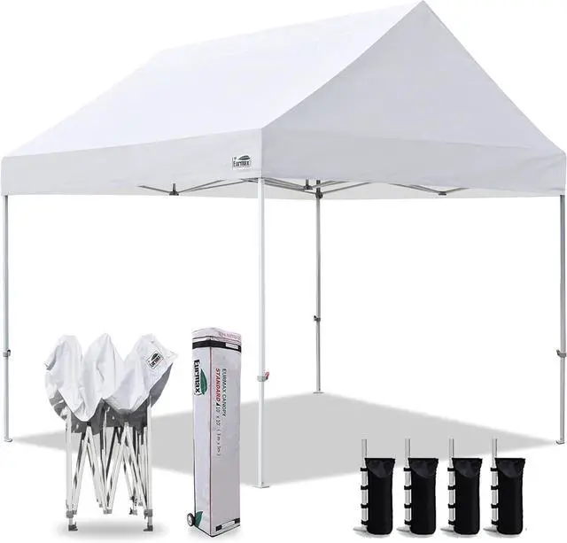 Main image of Eurmax USA Patented 10x10 Pop Up Canopy Tent Party Tent Commercial Instant Canopies Shelter with Heavy Duty Roller Bag,Bonus 4 Sand Bags (Snow White)