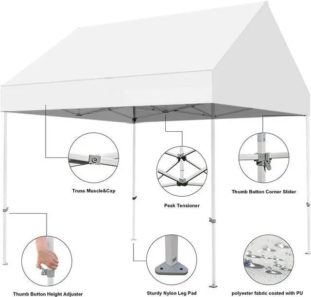 Alt view image 3 of 7 - Eurmax USA Patented 10x10 Pop Up Canopy Tent Party Tent Commercial Instant Canopies Shelter with Heavy Duty Roller Bag,Bonus 4 Sand Bags (Snow White)