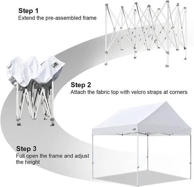 Alt view image 4 of 7 - Eurmax USA Patented 10x10 Pop Up Canopy Tent Party Tent Commercial Instant Canopies Shelter with Heavy Duty Roller Bag,Bonus 4 Sand Bags (Snow White)
