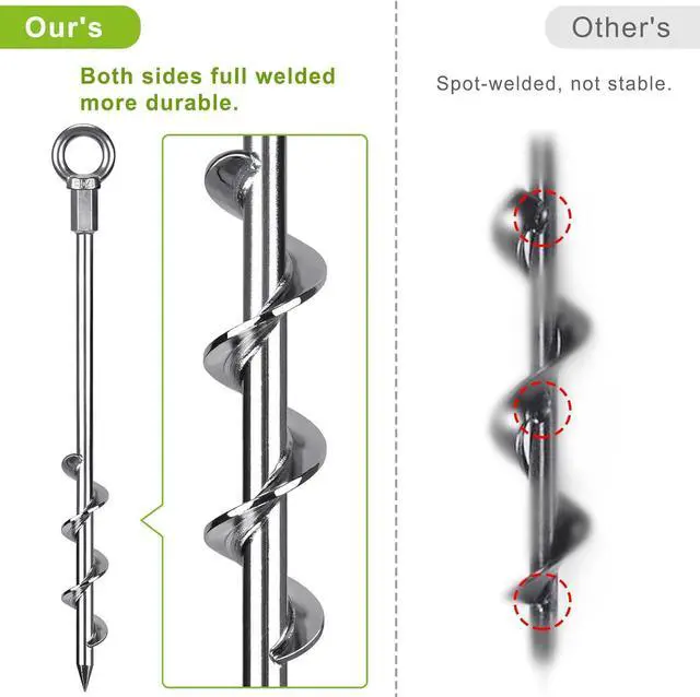 Alt view image 2 of 7 - 12 Inch Ground Anchors, 8 Pcs Heavy Duty Tent Stakes, Easy to Install and Reusable, for Camping Tents, Trampolines, Sheds, Swing Sets, Securing Animals