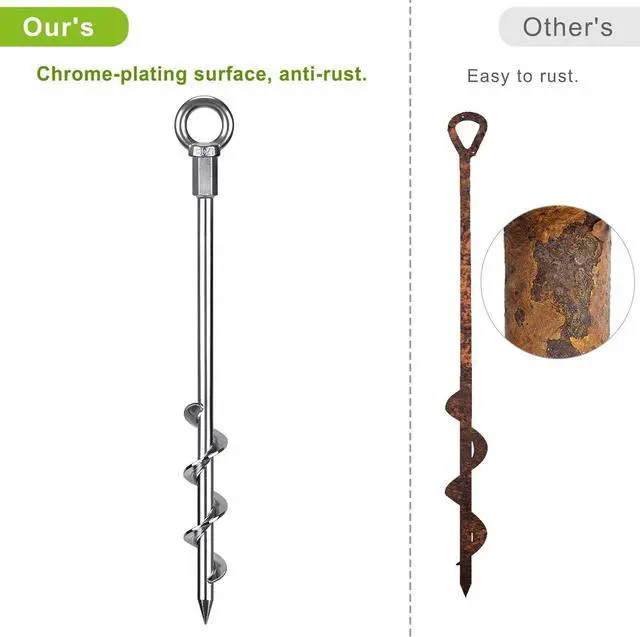 Alt view image 3 of 7 - 12 Inch Ground Anchors, 8 Pcs Heavy Duty Tent Stakes, Easy to Install and Reusable, for Camping Tents, Trampolines, Sheds, Swing Sets, Securing Animals