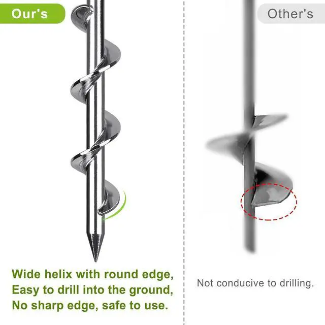Alt view image 4 of 7 - 12 Inch Ground Anchors, 8 Pcs Heavy Duty Tent Stakes, Easy to Install and Reusable, for Camping Tents, Trampolines, Sheds, Swing Sets, Securing Animals
