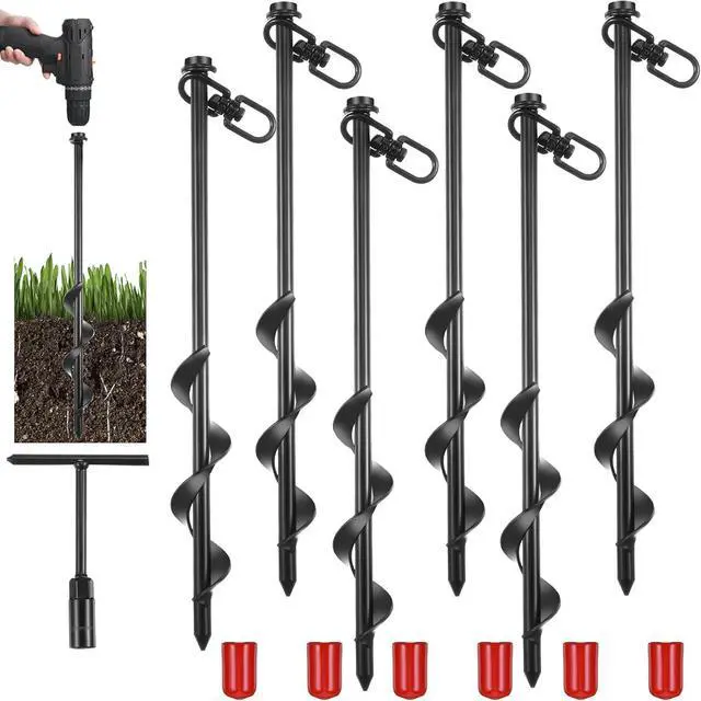 Main image of Reginary Ground Anchors Screw in Tent Stakes Heavy Duty Trampoline Anchors High Wind for Camping Canopy Carport Sheds Beach Sand Stakes Metal Swing Set