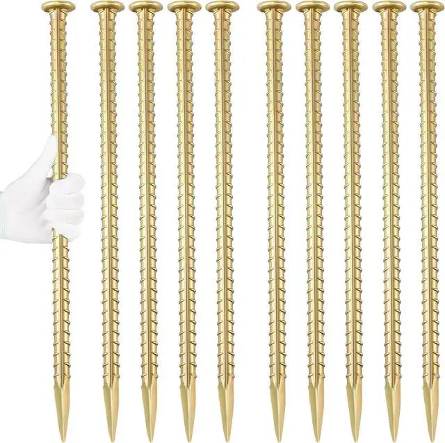 Main image of 16 Inch Rebar Stakes 1/2 Inch Diameter Galvanized Steel Ground Anchors Heavy Duty Anchoring Spikes for Speed Bump, Parking Curb and Tent (10 Pack)