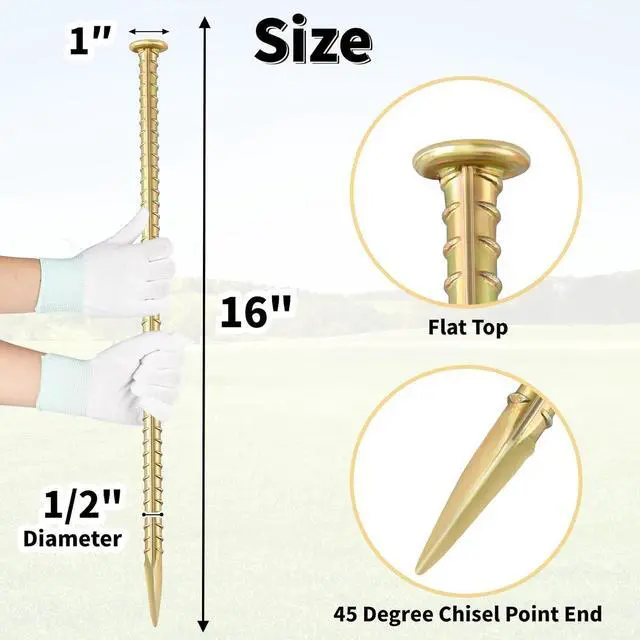 Alt view image 2 of 7 - 16 Inch Rebar Stakes 1/2 Inch Diameter Galvanized Steel Ground Anchors Heavy Duty Anchoring Spikes for Speed Bump, Parking Curb and Tent (10 Pack)