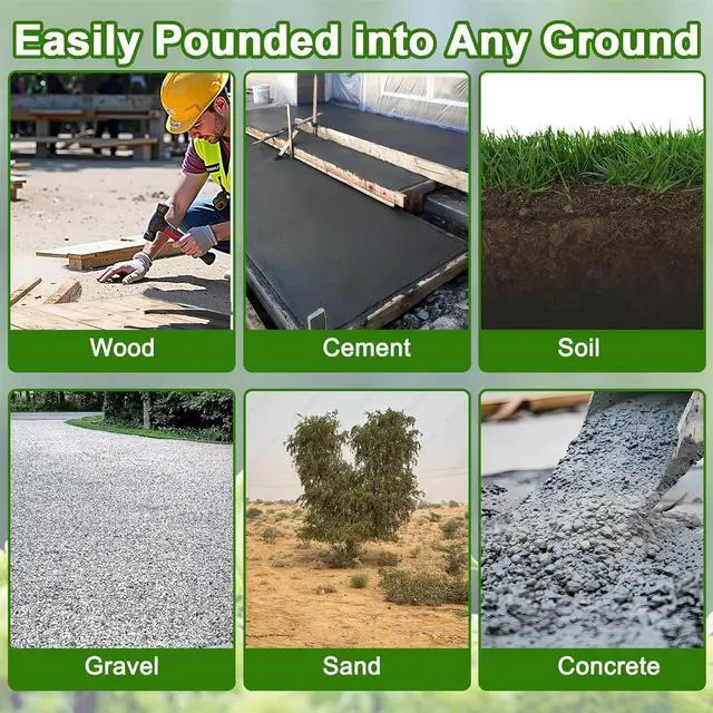 Alt view image 4 of 6 - VVOKGO Rebar Stakes 16 Inches J Hook Heavy Duty Chain Link Fence Stakes, 16 Pcs Metal Long Tent Spikes Ground Anchors for Wire Fencing, Dogs Digging, Camping Tents, Swings, Greenhouse, Black