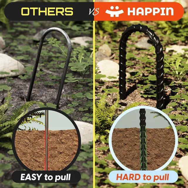 Alt view image 6 of 7 - Happin® Ultra Strong Trampoline Stakes Anchors High Wind, Ground Anchors Heavy Duty, Trampoline Tie Down Anchor Kit, Ground Stakes Galvanized Steel, Trampoline Accessories, U Shaped (4 Pack, Black)