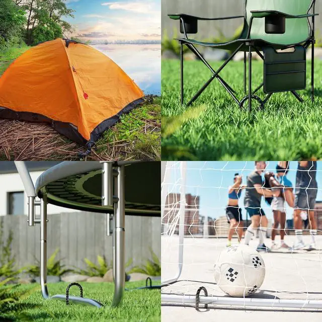 Alt view image 7 of 7 - Happin® Ultra Strong Trampoline Stakes Anchors High Wind, Ground Anchors Heavy Duty, Trampoline Tie Down Anchor Kit, Ground Stakes Galvanized Steel, Trampoline Accessories, U Shaped (4 Pack, Black)