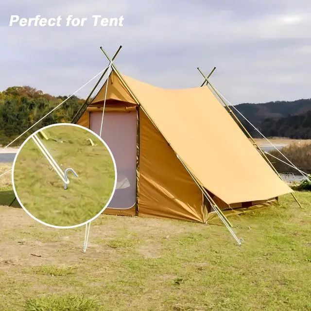 Alt view image 5 of 7 - AAGUT Tent Stakes, Tent Stake Metal Garden Edging Fence Hooks Yard Camping Stake Heavy Duty Galvanized 9 Inch (9 Inch Tent Stakes ONLY, 50)