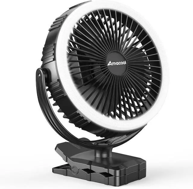 Main image of AMACOOL 10000mAh Rechargeable Camping Fan with LED Lantern - 8 inch Battery Operated Portable Fan with Clip on for Outdoor Tent Car RV Hurricane Power Outage