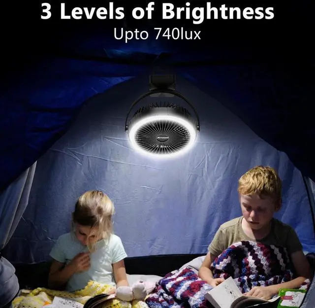 Alt view image 5 of 7 - AMACOOL 10000mAh Rechargeable Camping Fan with LED Lantern - 8 inch Battery Operated Portable Fan with Clip on for Outdoor Tent Car RV Hurricane Power Outage