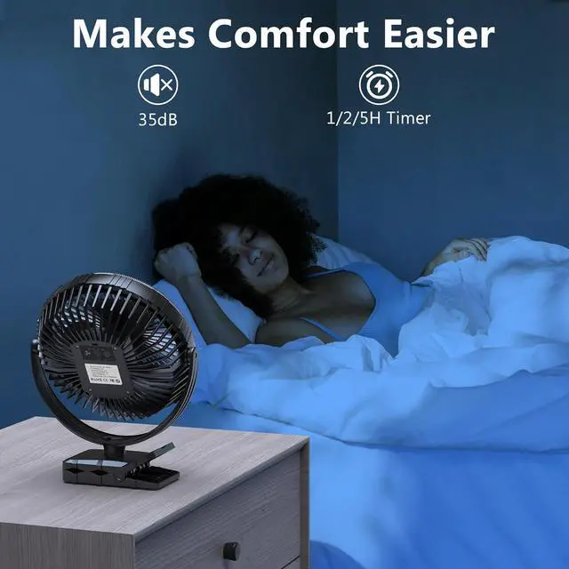 Alt view image 7 of 7 - AMACOOL 10000mAh Rechargeable Camping Fan with LED Lantern - 8 inch Battery Operated Portable Fan with Clip on for Outdoor Tent Car RV Hurricane Power Outage