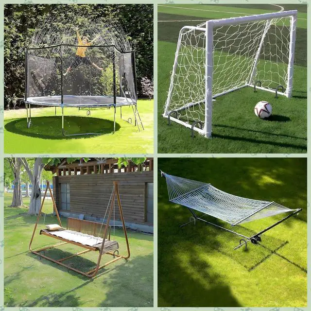 Alt view image 5 of 6 - VVOKGO Trampoline Stakes 12 Inches Anchors High Wind Heavy Duty, 8-Pack U Shaped Tie Down Anchor Kit for Ground, Camping Tent, Soccer Net, Swing Set, Black