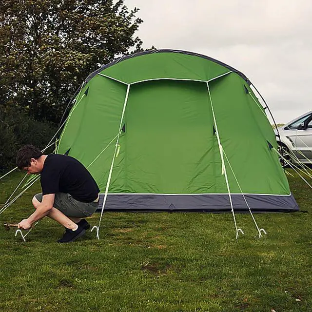 Alt view image 4 of 7 - AAGUT Tent Stakes, Tent Stake Metal Garden Edging Fence Hooks Yard Camping Stake Heavy Duty Galvanized 9 Inch (9 Inch Tent Stakes ONLY, 50)