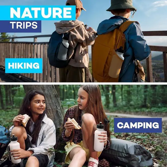 Alt view image 6 of 7 - 4E's Novelty Sports Water Bottles Bulk (12 Pack) 18 oz Squeeze Reusable Plastic White School Bike Water Bottle for Kids, BPA Free, Party Favor Giveaways, End of Year Student Gifts