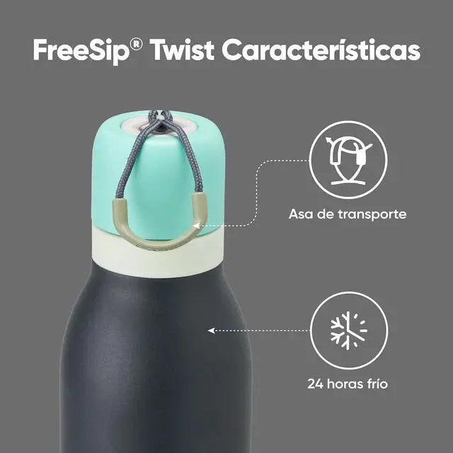 Alt view image 2 of 6 - Owala FreeSip Twist Insulated Stainless Steel Water Bottle with Straw for Sports and Travel, BPA-Free, 24-oz, Blue/Grey (Foggy Tide)