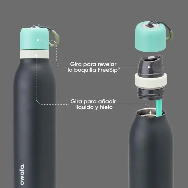 Alt view image 3 of 6 - Owala FreeSip Twist Insulated Stainless Steel Water Bottle with Straw for Sports and Travel, BPA-Free, 24-oz, Blue/Grey (Foggy Tide)