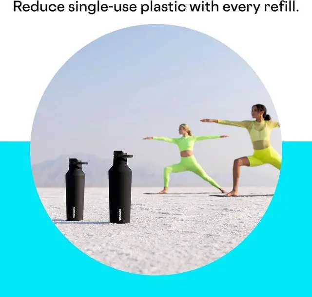 Alt view image 5 of 7 - Corkcicle Sport Canteen - Keeps Drinks Cold 25 Hours - Stainless Steel Water Bottle - Triple-Insulated - Spill-Proof - Summer Drinkware Gift - Keeps Drinks Ice Cold - 32 oz - Capri Blue