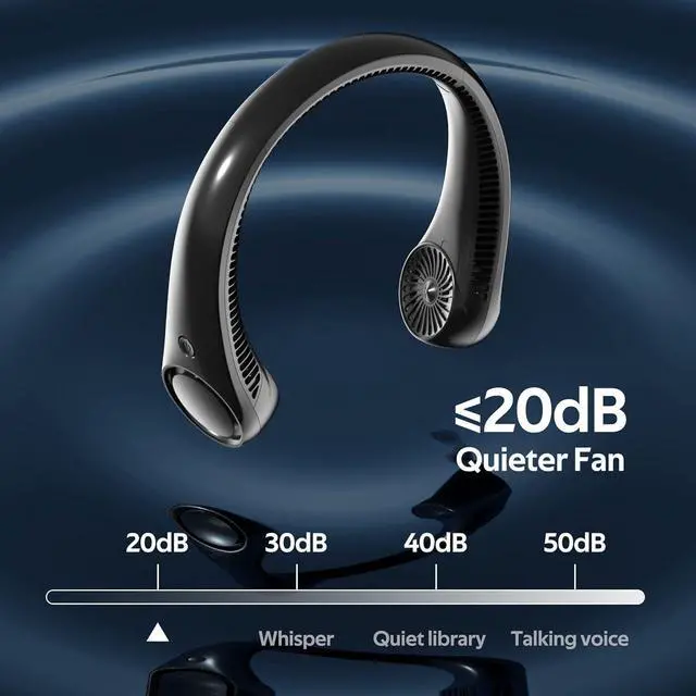 Alt view image 4 of 6 - Portable Neck Fan, Hands Free Bladeless, 360° Cooling Personal Fan,Wearable Quiet Fan for Outdoor Indoor, Birthday Gifts for Men Women Mom Dad, 4000mAh Battery USB Rechargeable, 3-Speeds(Black)