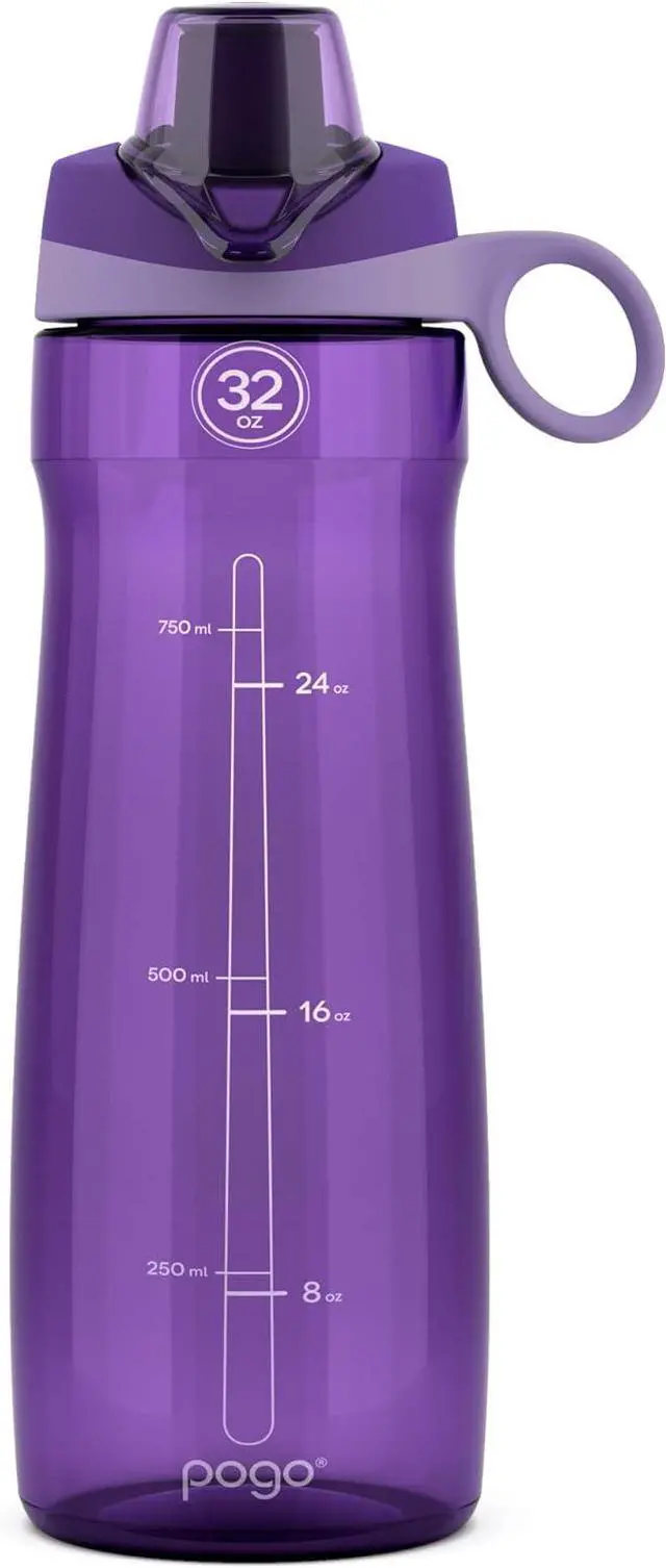 Main image of Pogo Plastic Water Bottle with Chug Lid and Carry Handle, Reusable, BPA Free, Dishwasher Safe, Perfect for Travel, School, Outdoors, and Gym | 18oz, 32oz, 40oz, 64oz