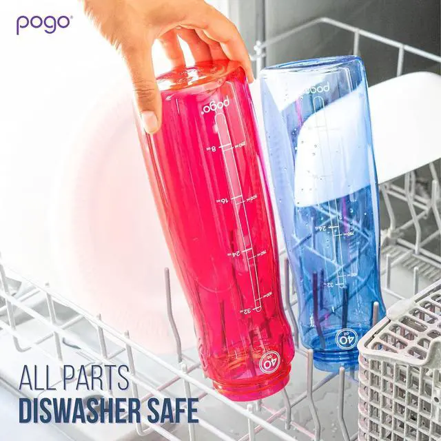 Alt view image 6 of 7 - Pogo Plastic Water Bottle with Chug Lid and Carry Handle, Reusable, BPA Free, Dishwasher Safe, Perfect for Travel, School, Outdoors, and Gym | 18oz, 32oz, 40oz, 64oz