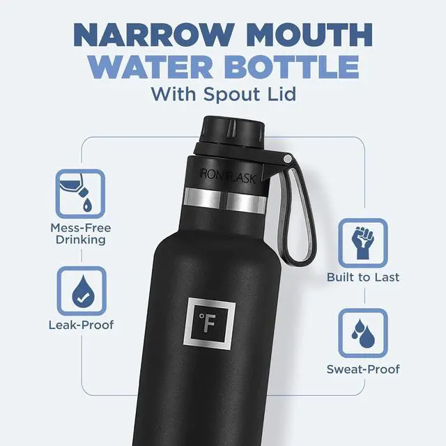 Alt view image 2 of 7 - IRON °FLASK Camping & Hiking Hydration Canteens - 3 Lids (Narrow Spout Lid) Leak Proof Vacuum Insulated Stainless Steel - Hot & Cold Double Walled Sports Water Bottle - Sand, 24 Oz