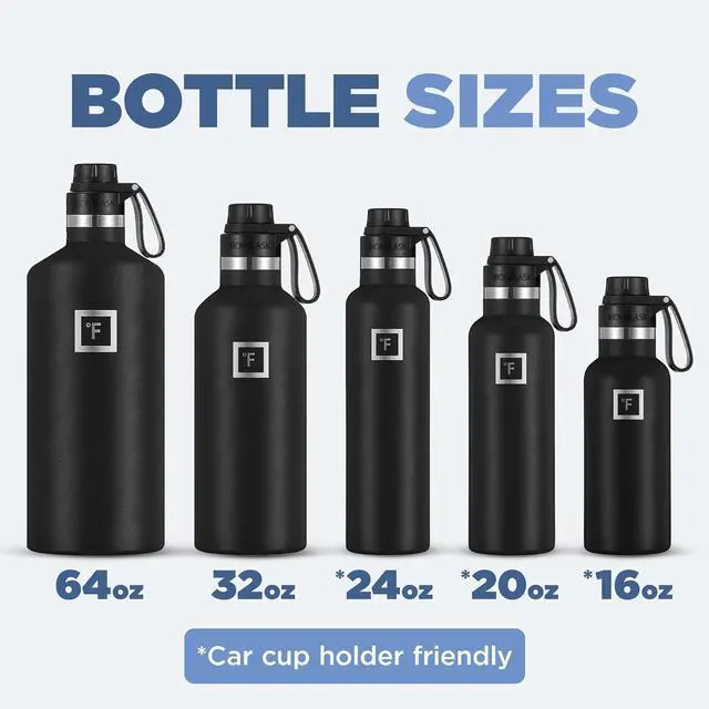 Alt view image 6 of 7 - IRON °FLASK Camping & Hiking Hydration Canteens - 3 Lids (Narrow Spout Lid) Leak Proof Vacuum Insulated Stainless Steel - Hot & Cold Double Walled Sports Water Bottle - Sand, 24 Oz