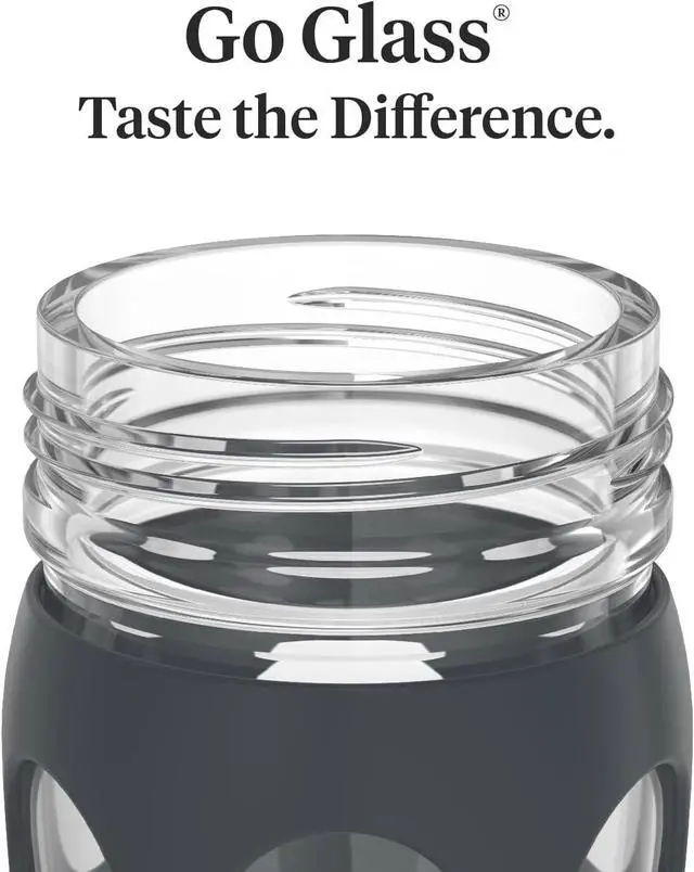 Alt view image 3 of 7 - Lifefactory 22-Ounce Active Flip Cap Glass Water Bottle, 22oz, Carbon