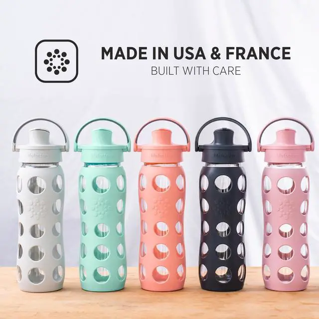 Alt view image 4 of 7 - Lifefactory 22-Ounce Active Flip Cap Glass Water Bottle, 22oz, Carbon