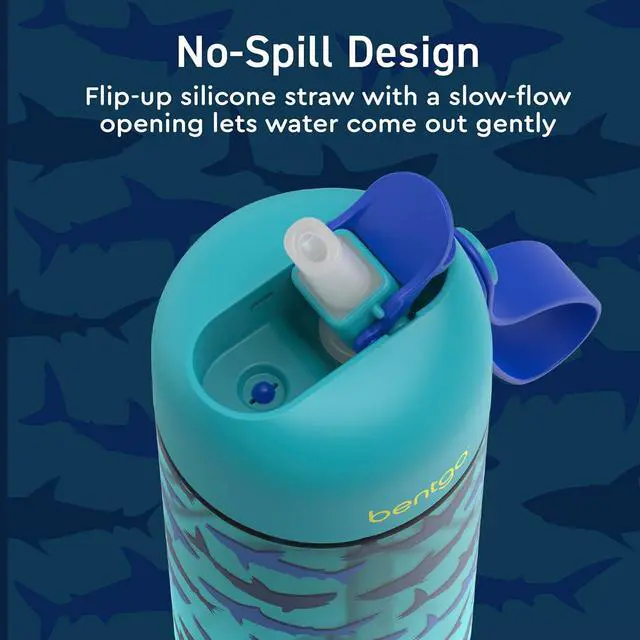 Alt view image 4 of 7 - Bentgo Kids Water Bottle 2-Pack - Leak-Proof, Durable Tritan, BPA-Free 15 oz. Cup for Kids/Toddlers Ages 3+, Safe Sip Spout, & Dishwasher Safe for School/Sports/Daycare/Camp (Rocket/Shark)